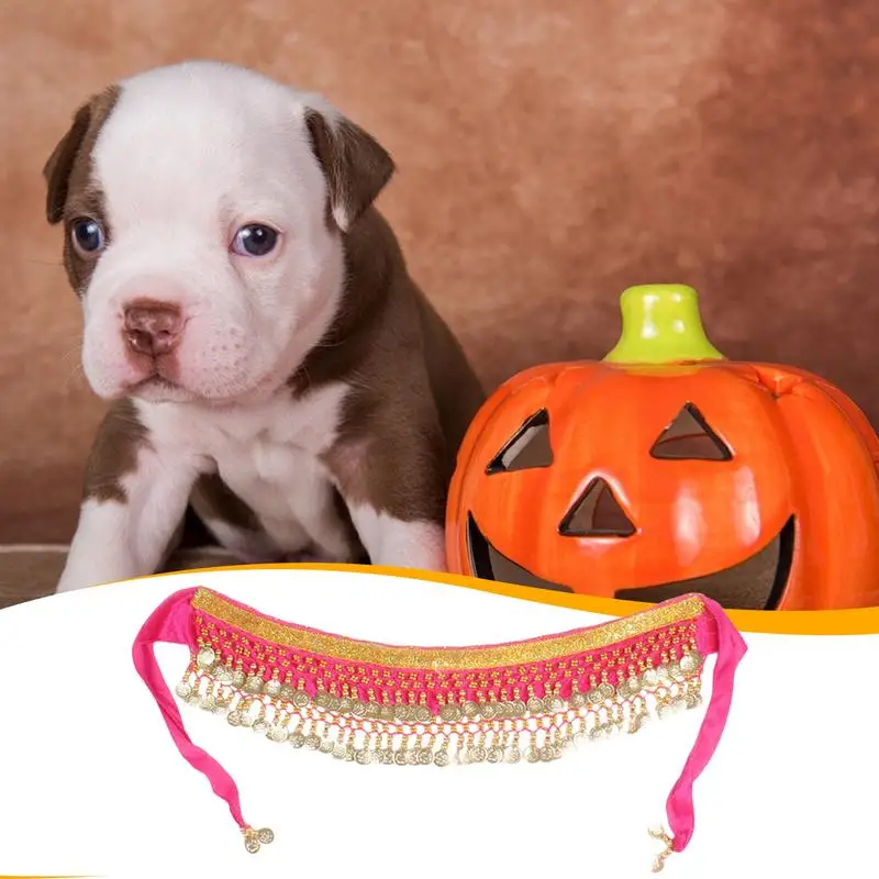 Dance Skirt For Dogs Puppy Shaking Hip Dance Hip Scarf Puppy Belly Wrap Belt With Dangling Gold Coin For Music
