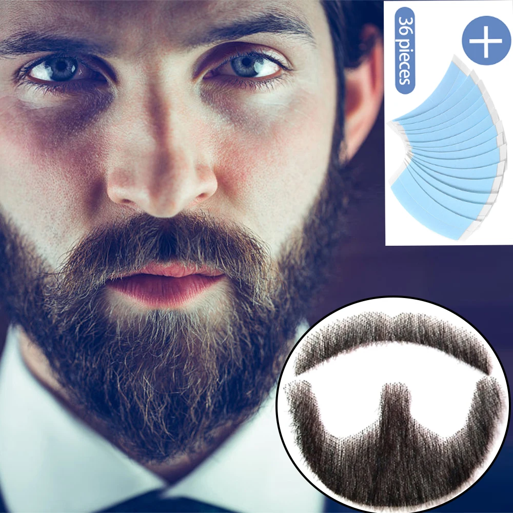 Barba da uomo barba finta baffi fantasia sintetica invisibile per trucco  capelli finti baffi per uomo fatti a mano da veri capelli