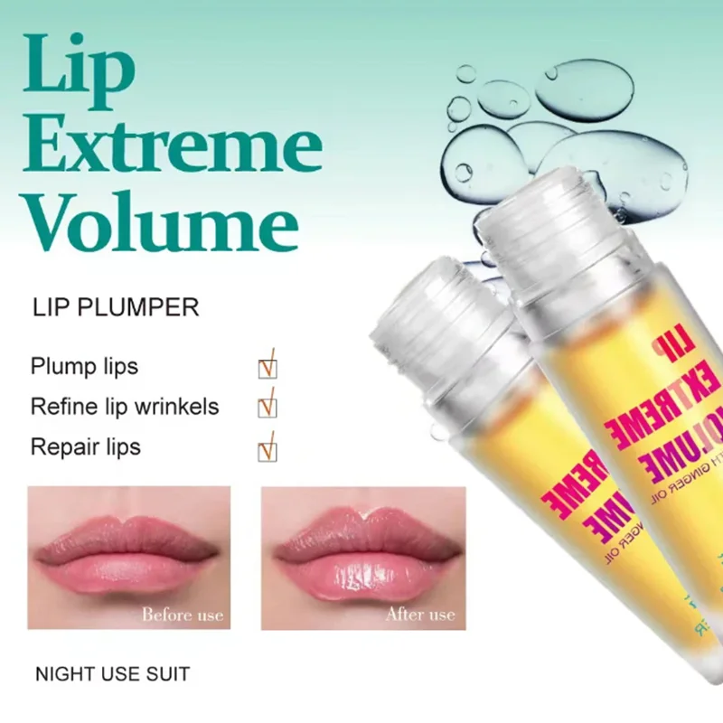 Lip Plumper Oil Serum Instant Long Lasting Ginger/Mint Oil Repair Lip Fine Lines Increases Elasticity Sexy Volumising Lip Gloss 3
