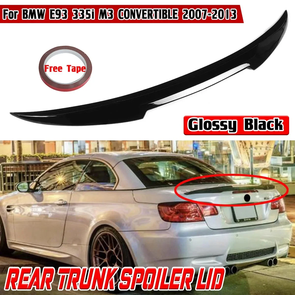 

High Quality E93 Car Rear Trunk Boot Lip Spoiler For BMW E93 335i M3 CONVERTIBLE 2007-2013 M4 Style Rear Trunk Spoiler Body Kit
