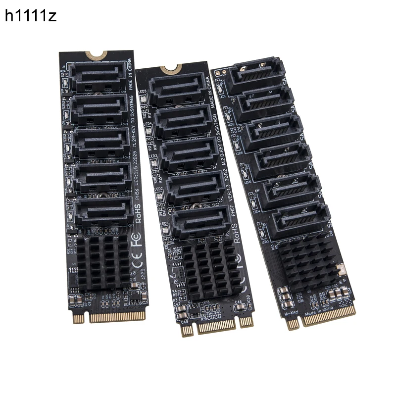 Cartão de Expansão para Hdd Ssd Adaptador m2 para Sata Controlador Riser M.2 Ngff Nvme para Sata3.0 Chave b Mais m M-key para Portas 6gbps Gbps 6gbps