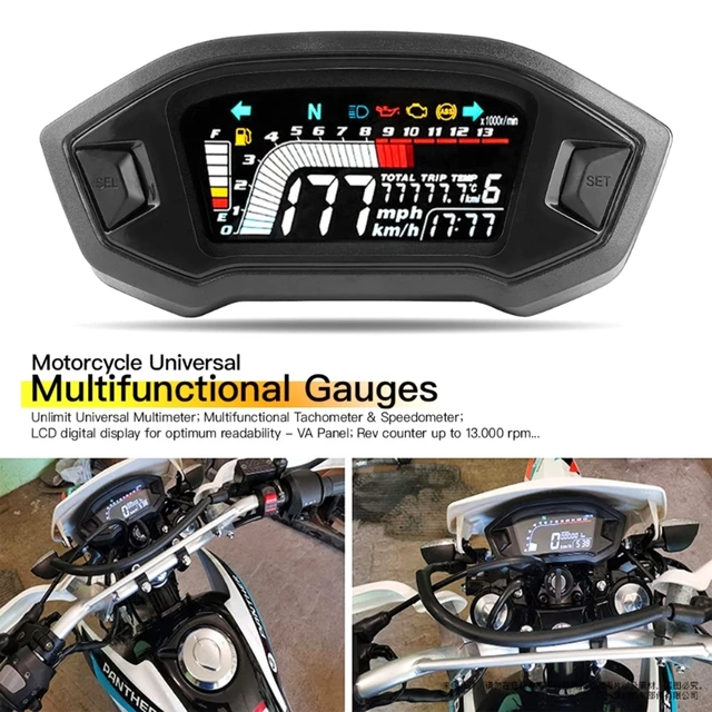 Motorrad LCD Digital Tacho Kilometerzähler Kraftstoffmesser