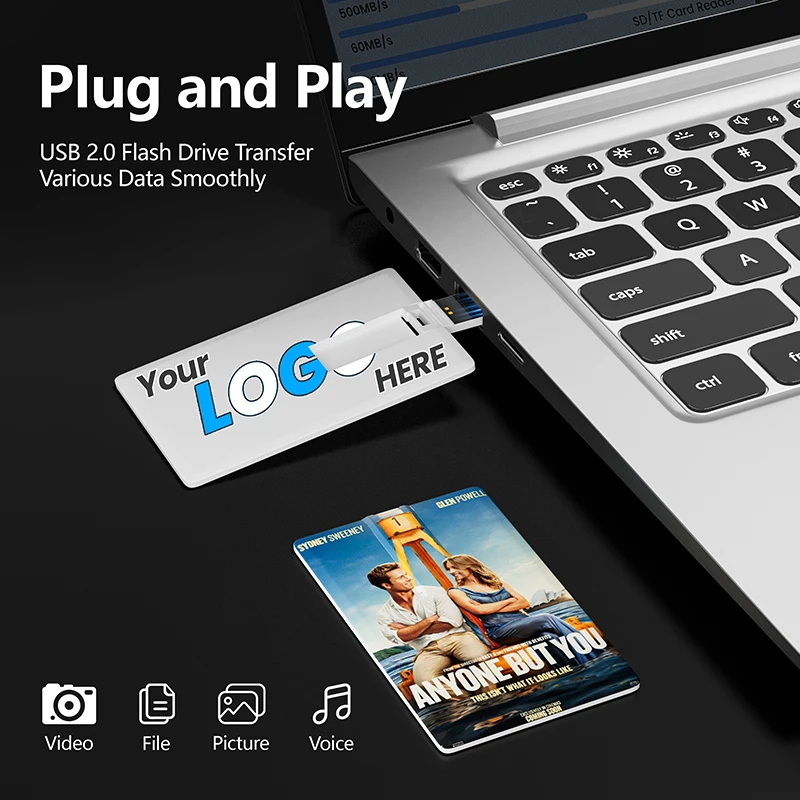 무료 로고 화이트 카드 USB 플래시 드라이브 블랙 카드 슬리브 펜 드라이브 128GB 64GB 32GB 풀컬러 인쇄 메모리 스틱 16GB 8GB 4GB