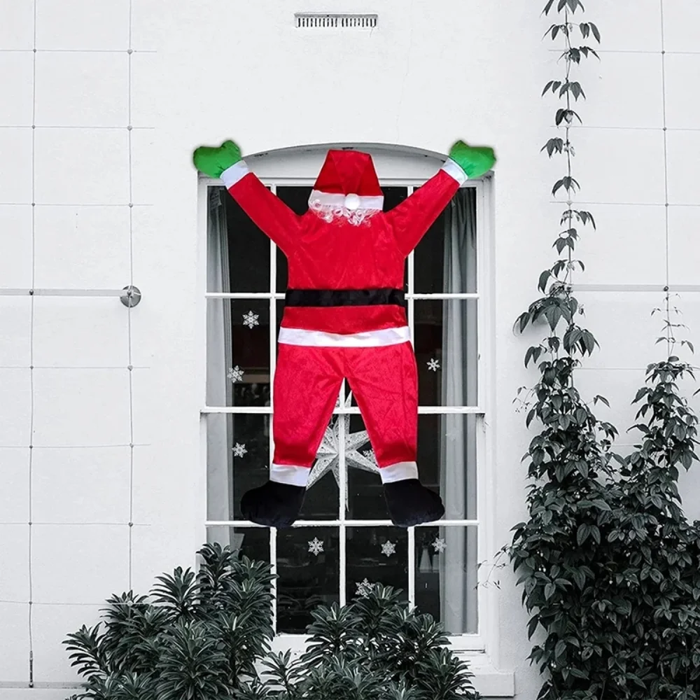 New Christmas decoration Hanging Santa Claus plush suit climbing window balcony roof Chimney Hanging Santa Holiday Decorations
