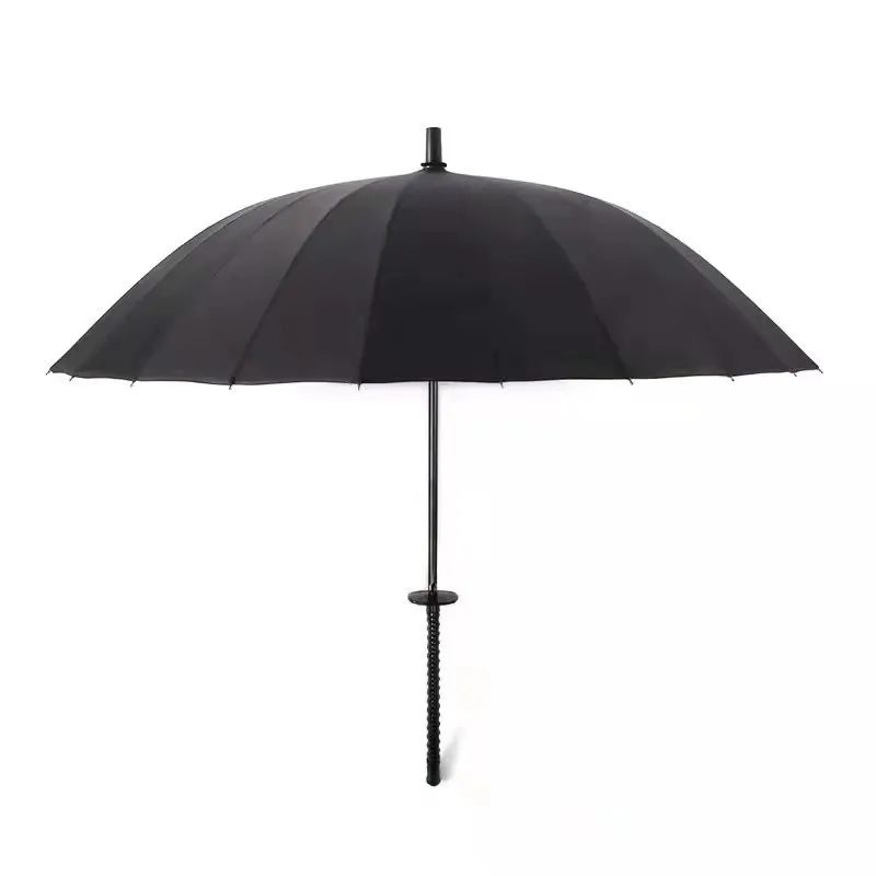 Standard 8/16/24 Bone Japanese Katana Umbrella Black Removable Handle Automatic Long Handle Rainproof Samurai Sword Automatic Umbrella, Japanese Umbrella