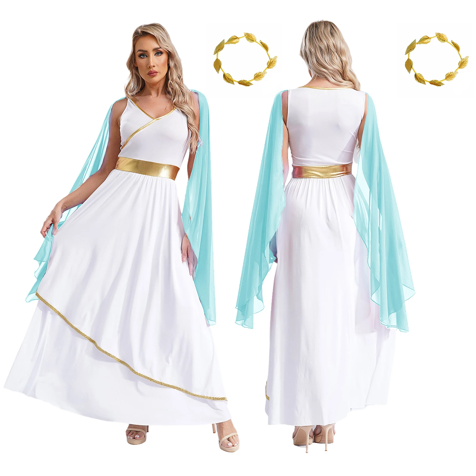 thumbnail image 1 of Disfraz de la antigua Grecia para mujer, vestido de emperatriz romana, princesa ateniense, toga, bata de gasa con tocado, trajes de cosplay, 1 of 5