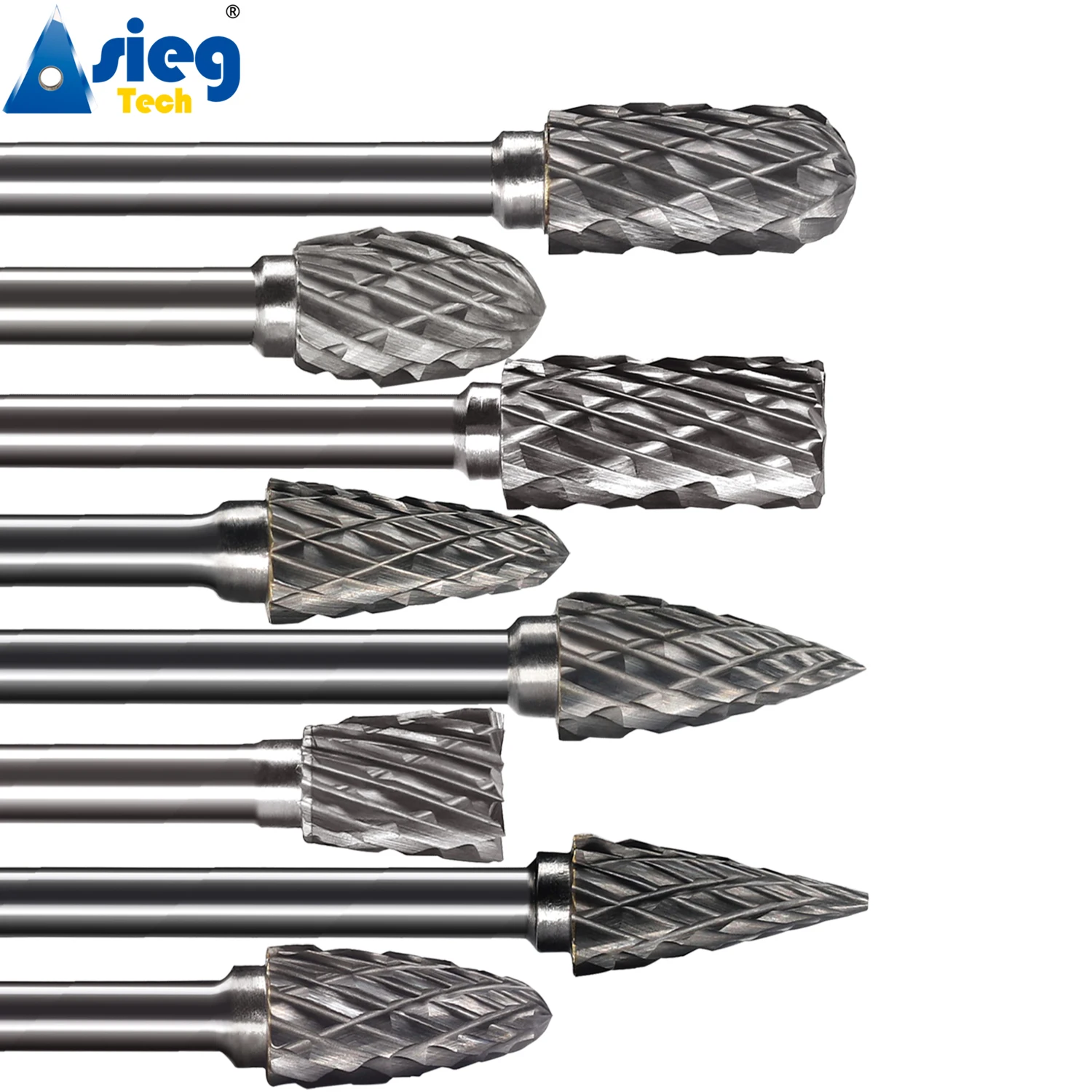 10pcs 3x6mm Carbide Burr Set Rotary File Die Grinder Bit 1/8" Shank Milling Cutter for Metal Steel Grinding Dremel Rotary Tool 5