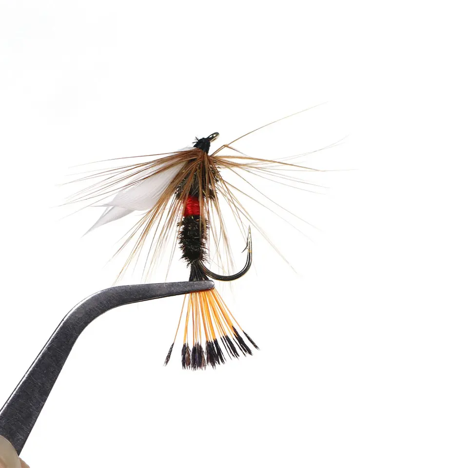 Bimoo-釣り用のフライと羽のセット,6ユニット,白い水差し,ロイヤルマン