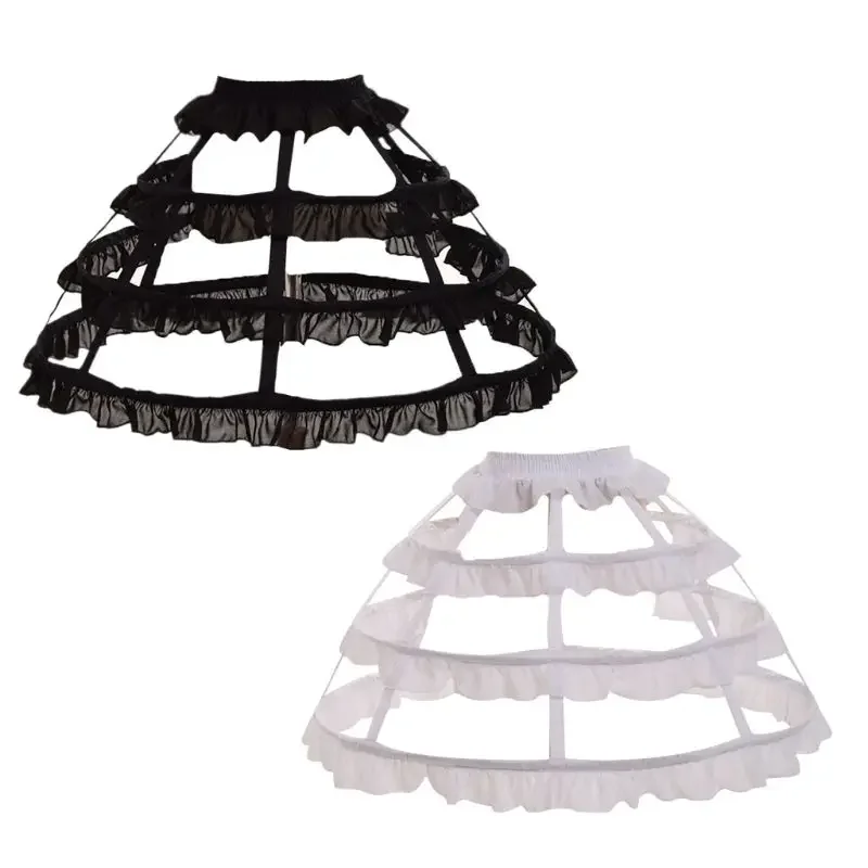Lolita Petticoat lolita petticoat wedding petticoat petticoat underskirt petticoat skirt Women Girls Lolita Hollow Lotus Leaf Lace Bird Cage Fish Bone Skirt Cosplay Dress Skirt Petticoat Bride Wedding Dress Lining