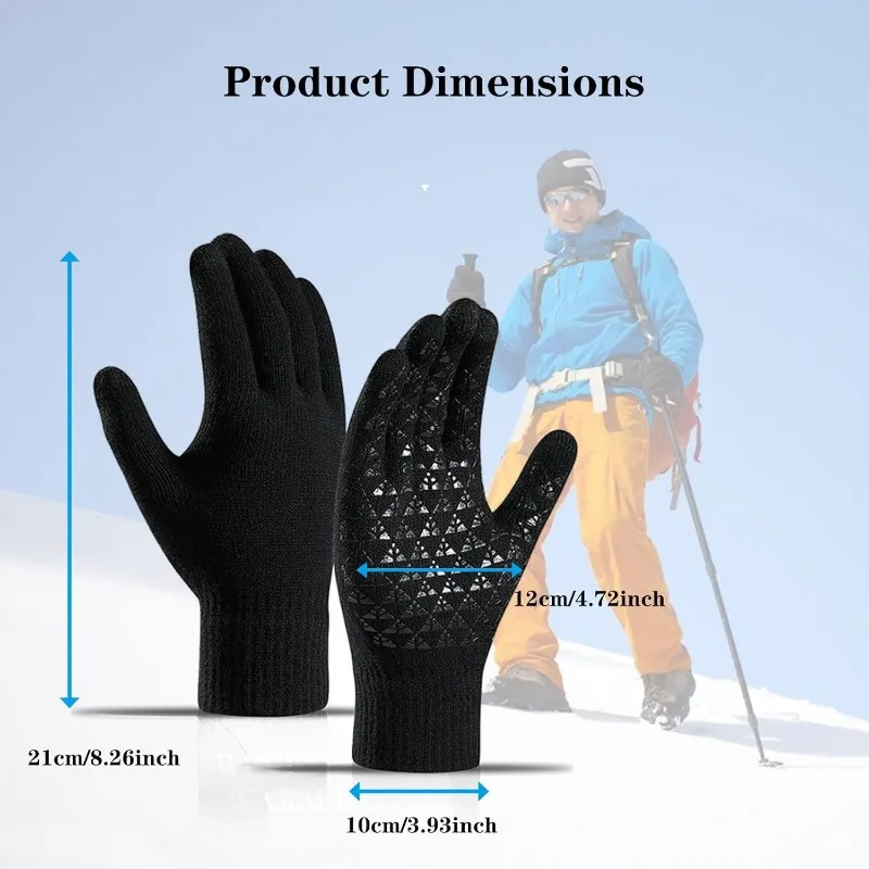3 Paia Guanti Invernali Uomo Termici Touch Screen – Morbida Fodera In Pile, Jacquard, Per Corsa, Sci E Guida (nero, Grigio, Blu)