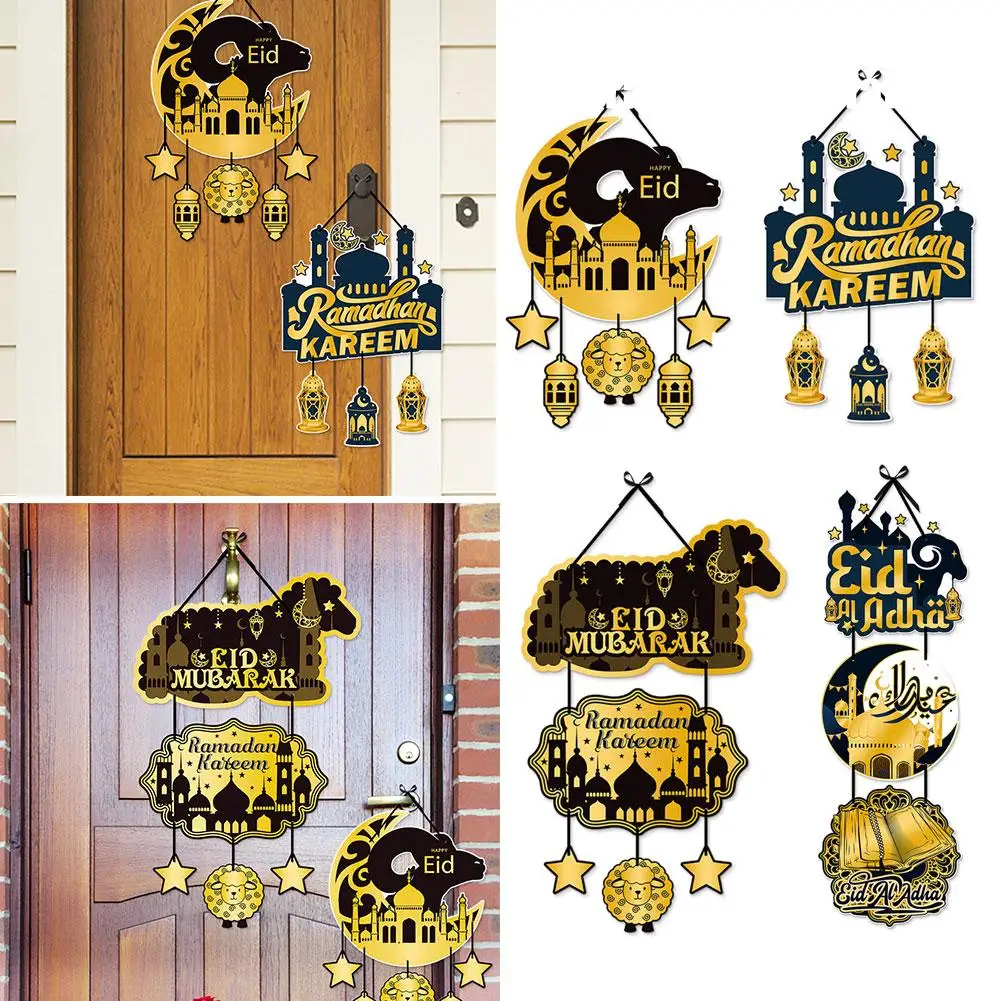 

2024 Iftar Ramadan Hanging Pendant Moon Festival Decorative Eid Decor Mubarak Home Hanging Party Door Accessories Supplies A0O4
