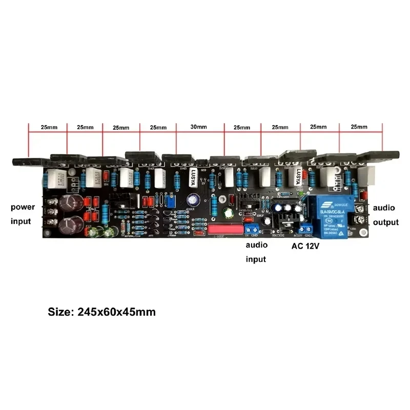 Audio Amplifier Board Upgraded Version Mono 500W Tube 2SC5200 + 2SA1943 Dual Voltage 20V-90V HIFI High Power + Speaker Protect