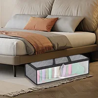 Transparent Storage Bag Large Capacity Foldable Organizer Non-Woven Fabric With Household Carry Handles Zipper Duvet Cover Under 2