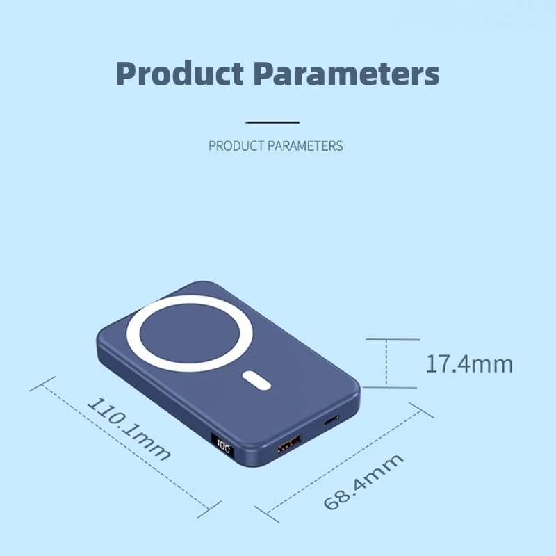 20000mAh 마그네틱 보조 배터리 휴대용 보조 배터리 15W 무선 급속 충전기 iPhone 15 14 13 12 외부 보조 배터리 팩용