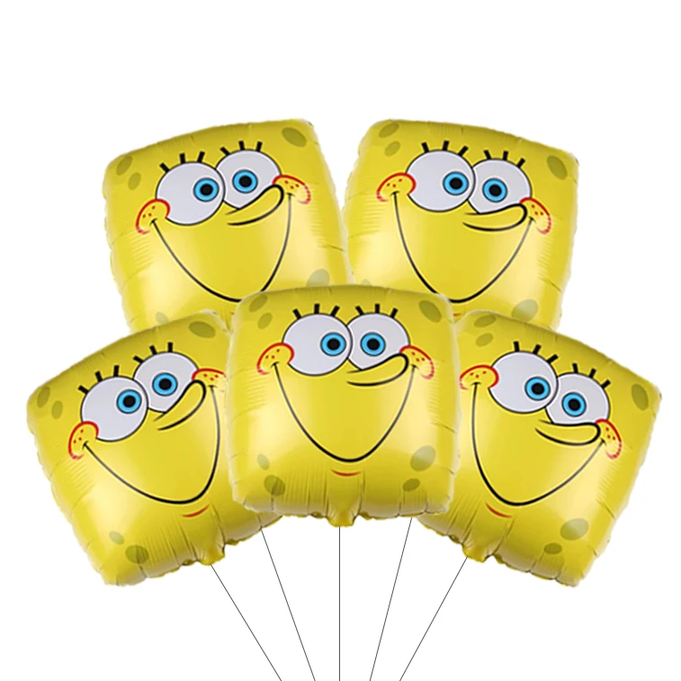 5Pcs Cartoon SpongeBob Helium Ballon Quadratischen Ballon Set Geburtstag Party Ballons Junge Mädchen Baby Shower Party Supplies – Detail 7