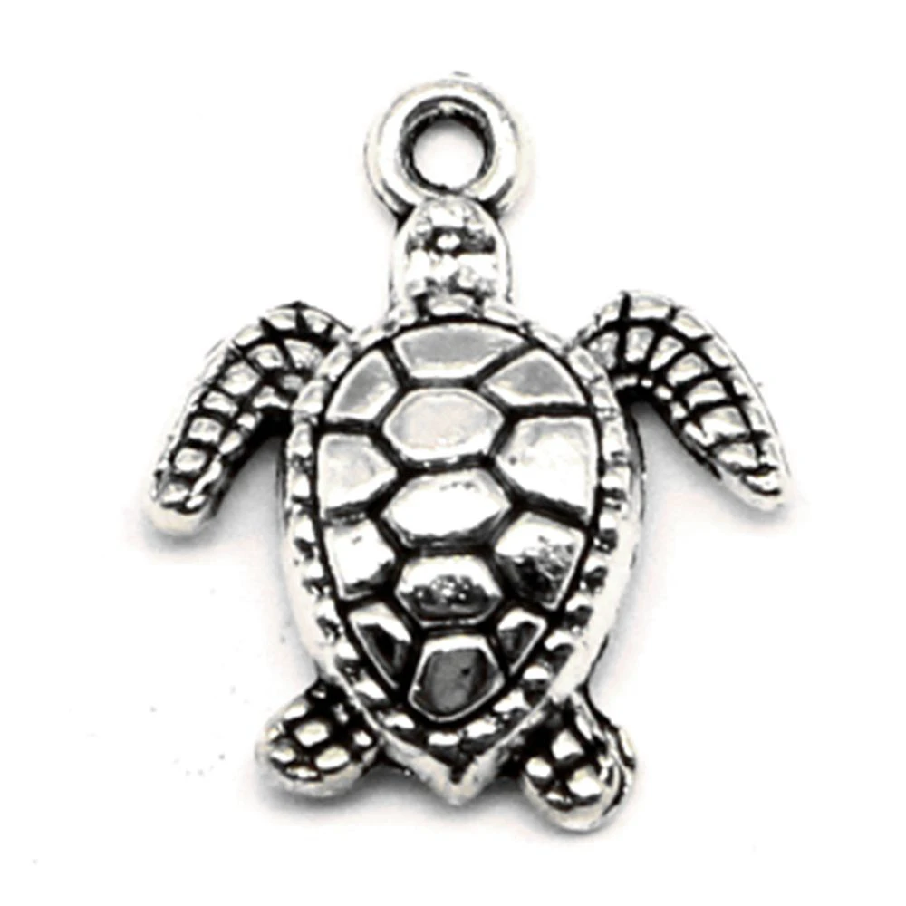 

Turtle Charms Pendant Necklac Make Accessories Party Jewelry 29x34mm 3pcs Antique Silver Color