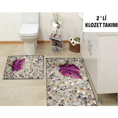 

Else Carpet 3 Size Purple Leaf Toilet Seat Pad Bath Mat