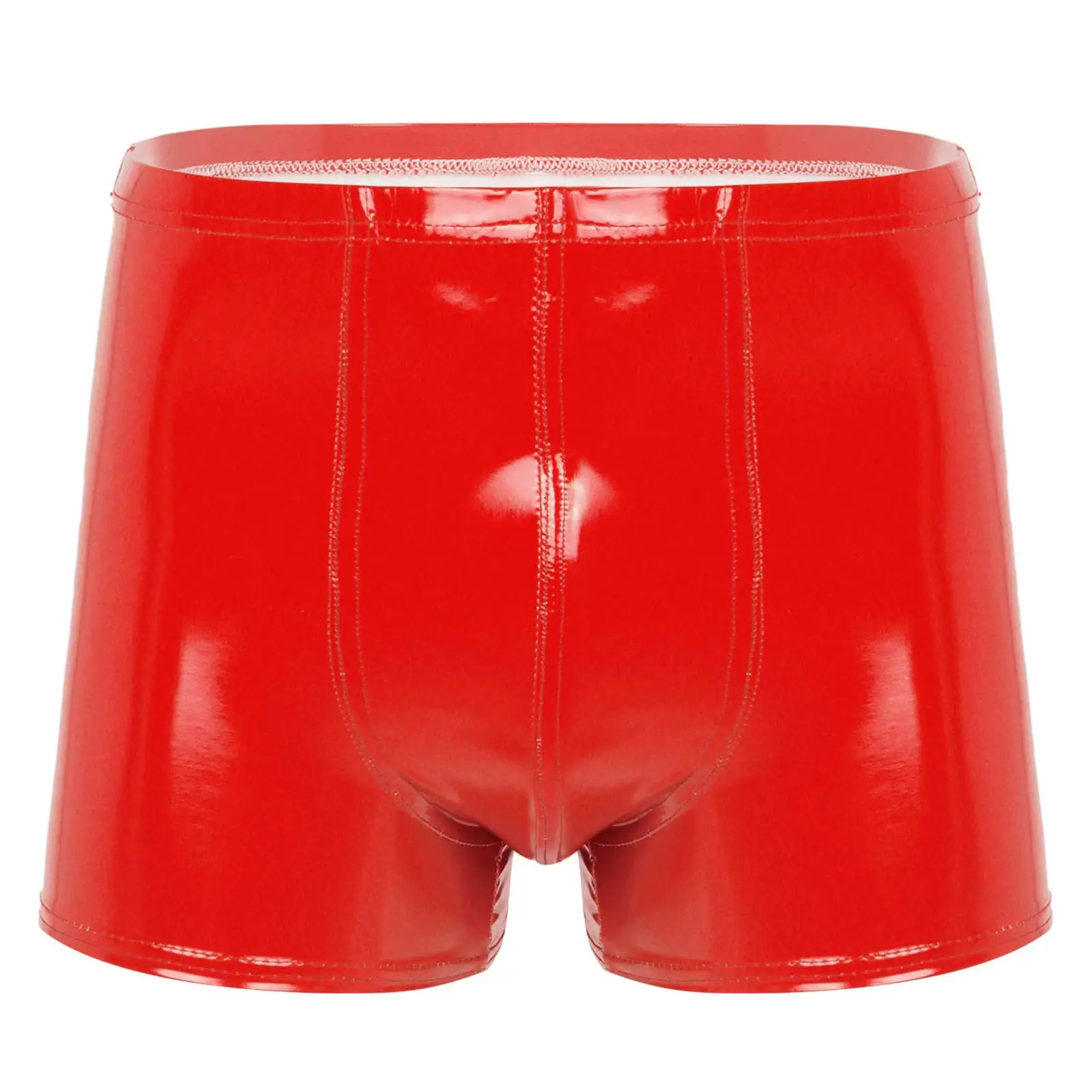 Mens Bulge Pouch Boxer Briefs Shorts Wet Look Patent Leather