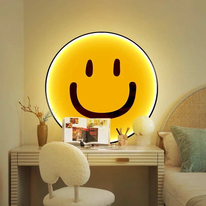 

Christmas Kids Room Smile Face Wall Printing Artware with LED Light Strip