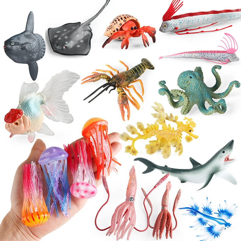 

Oenux морская Морская звезда, анемон, Коралловая Медуза, кальмар, креветка, краб, Акула, животные, модель, фигурки, миниатюрная детская игрушка, подарок