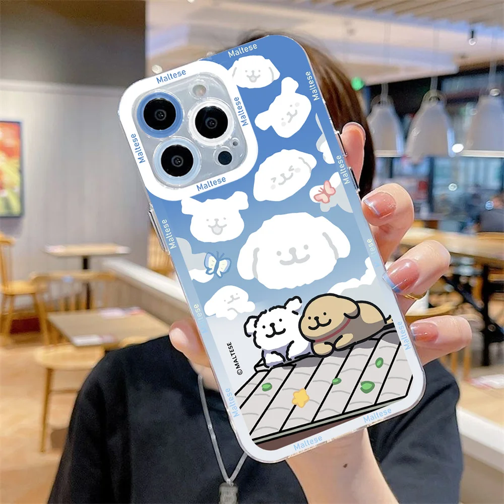 Summer Line Puppy Maltese Clear Soft Phone Case