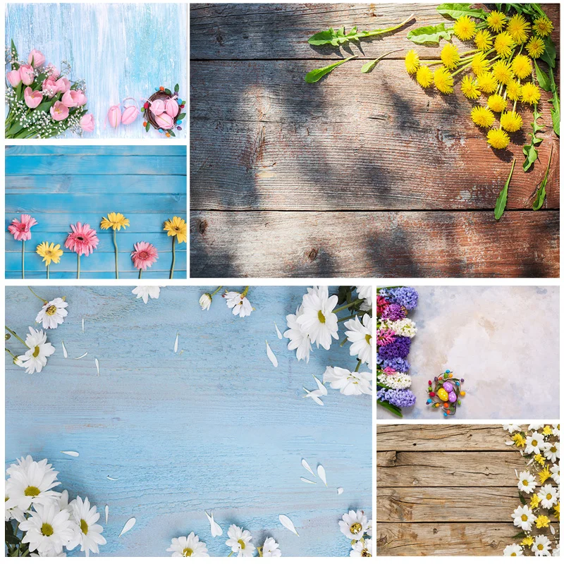

Vinyl Custom Photography Backdrops Props Flower Wood Planks Photo Studio Background 2183 KLZ-08