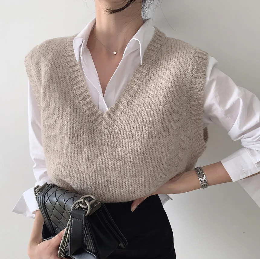

Sleeveless sweater women loose short outer wear