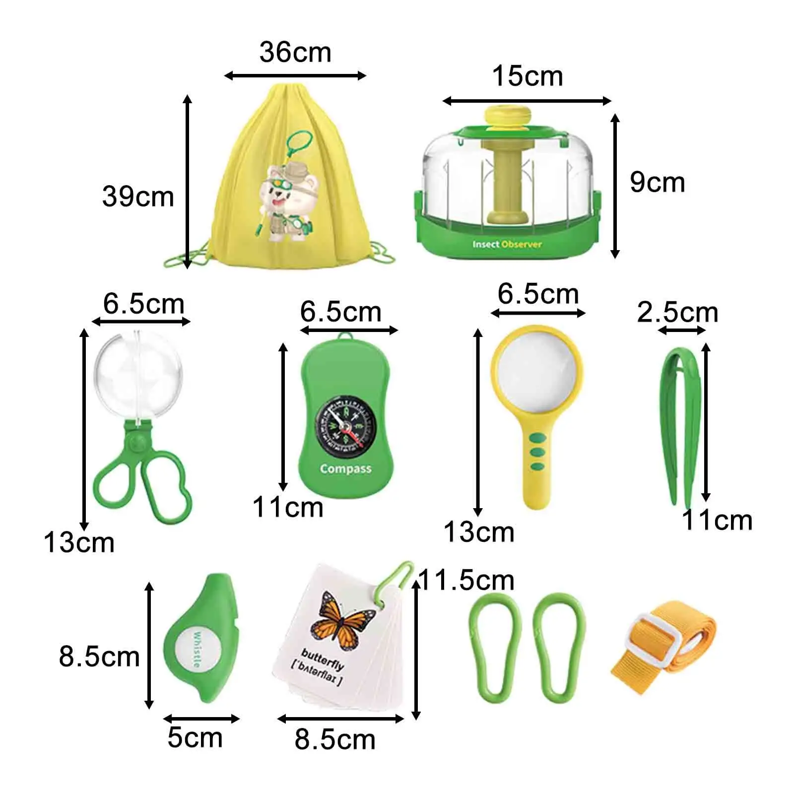 Portable Bug Catcher Kit Exploration Equipment Supplies Outdoor Play Magnifying Glass and Tweezers for Toddlers Children Ages 3+