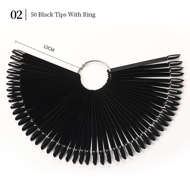 False Nail Tips Fan Nature Nail Art Round Full Cover Display Practice Tools Fake Nails Manicure Acrylic UV Gel Polish