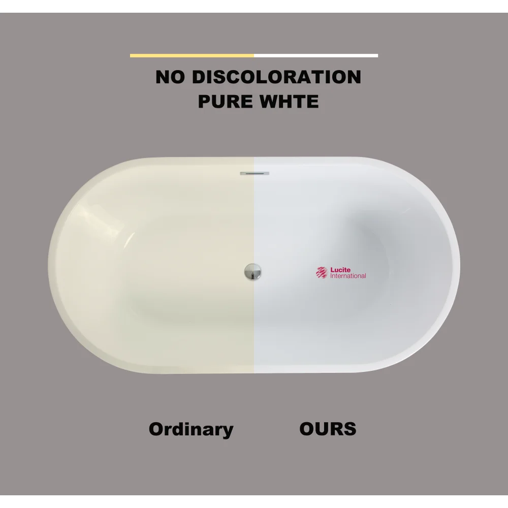 55" Sleek White Acrylic Freestanding Soaking Bathtub with Chrome Overflow and Drain 6
