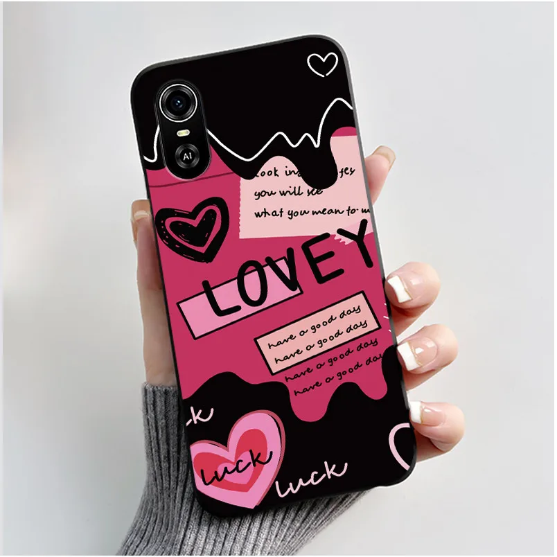 Matte Black Aesthetic Luxury Cute Pattern Soft Silicone Back Cover - Boys & Girls