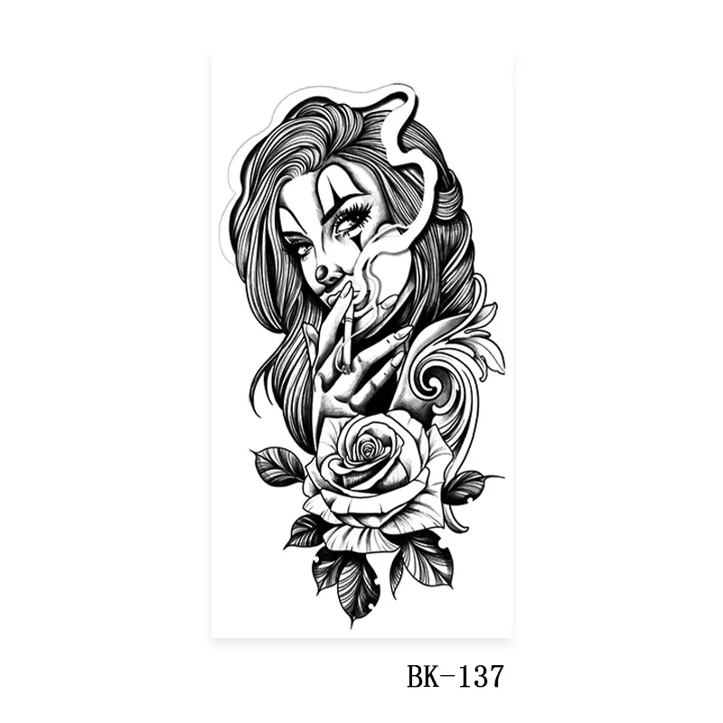 Waterproof Disposable Tattoo Sticker Wolf Head Totem Arabic Text
