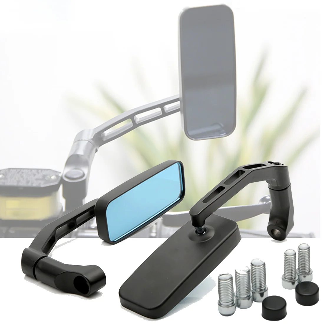 2PcsMotorcycleRearviewMirrors810mmAdjustableRotatingSideConvex