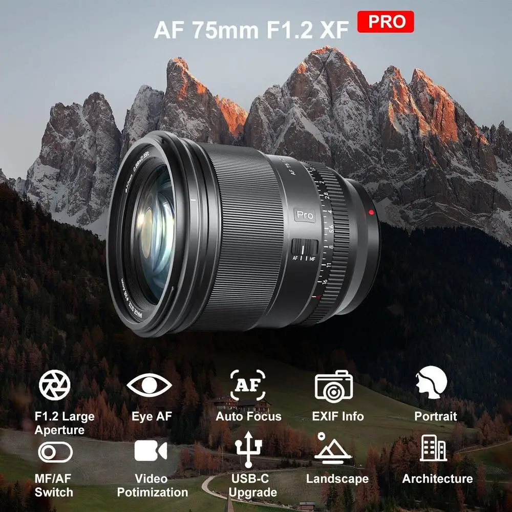 75mm F1.2 Pro Fuji X Lens Auto Focus Large Aperture Portrait APS-C for Fujifilm