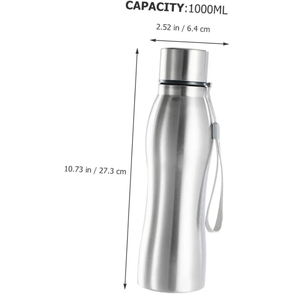 1000ml Stainless Steel Water Bottle Wide-Mouthed Metal Flask for Hiking, Camping and Sports Portable Water Bottle