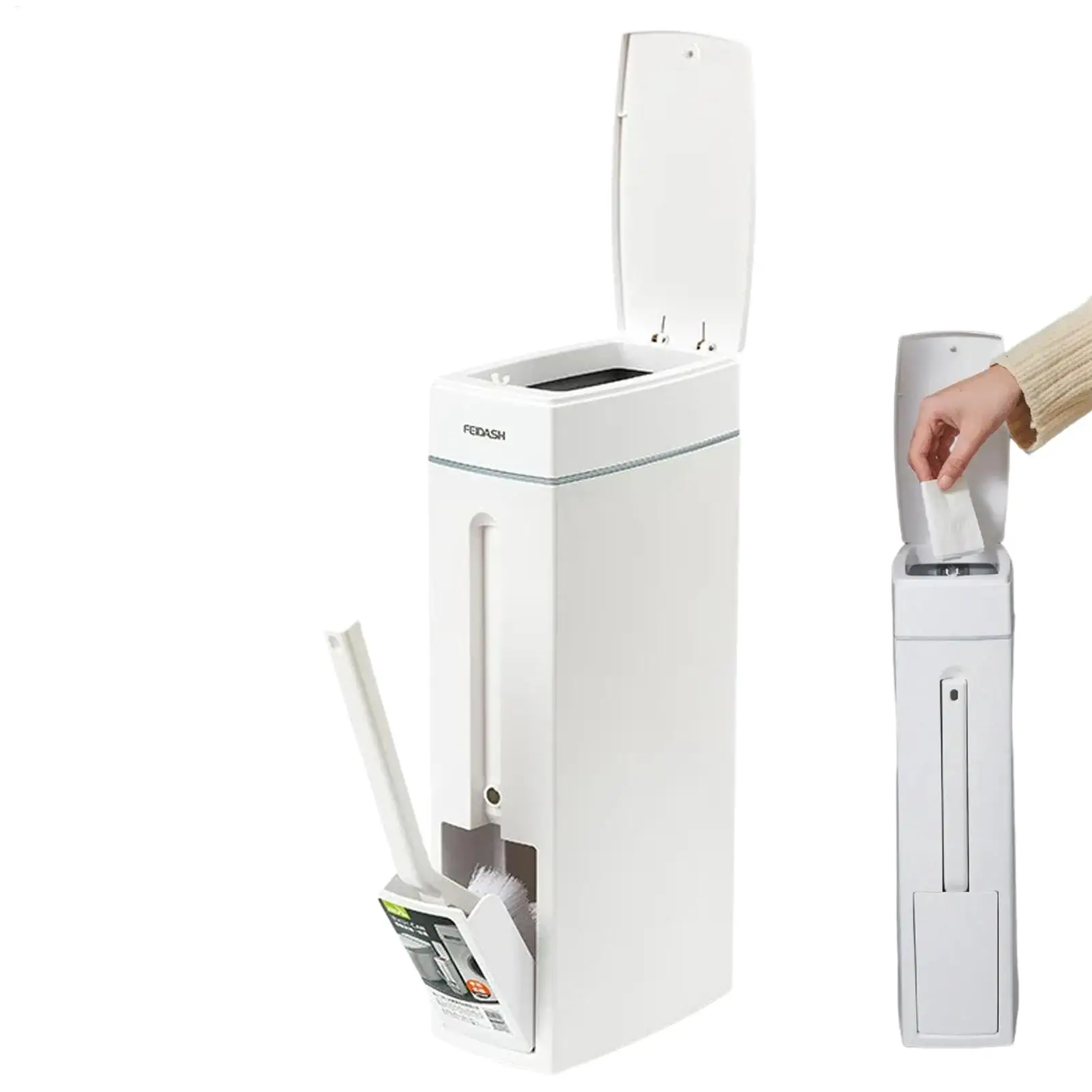 Trash Can For Bathroom Crevice Space Saving Press Trash Can With Toilet Brush Narrow Garbage Can Litter Bin Garbage Container