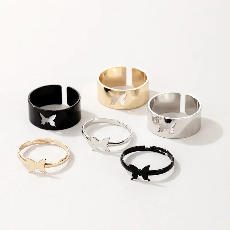 Couple Rings Punk Rings Fashion Ring Stackable Rings Finger Rings Fashion Rings Metal Rings Vintage Animal Butterfly Star Moon Heart Open Rings Women Girls Gothic Jewelry