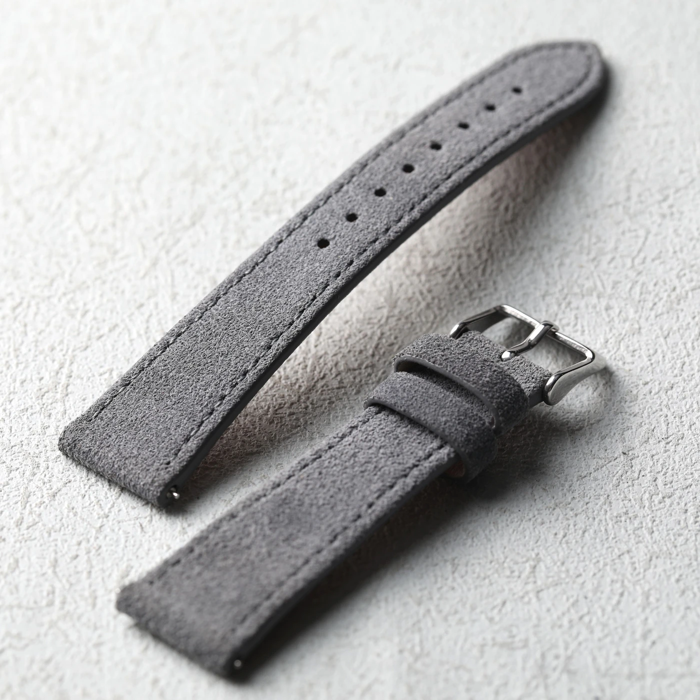 Vintage Gray Handmade Soft Suede Men's Leather Bracelet Strap, S/M Size