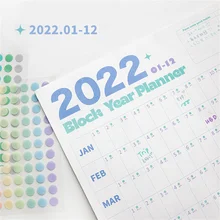 Calendrier annuel 2022 avec autocollants Ins Style, calendrier mural 365 jours, organisateur Agenda quotidien, fournitures scolaires et de bureau