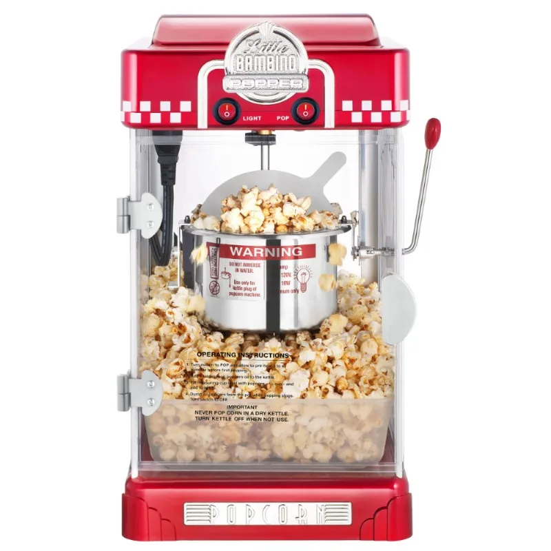 

Little Bambino Table Top Retro Machine Popcorn Popper (2.5 oz, Red) Pop-Corn Maker Popcorn Popper