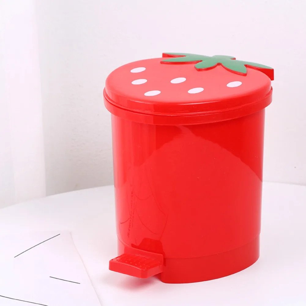 Description Picture 6 of itemPlastic 1Pcs Pink With Lid Pop-Up Home Supplies No Odor Strawberry Decorative Wastebasket Dustbin Trash Basket Trash Can