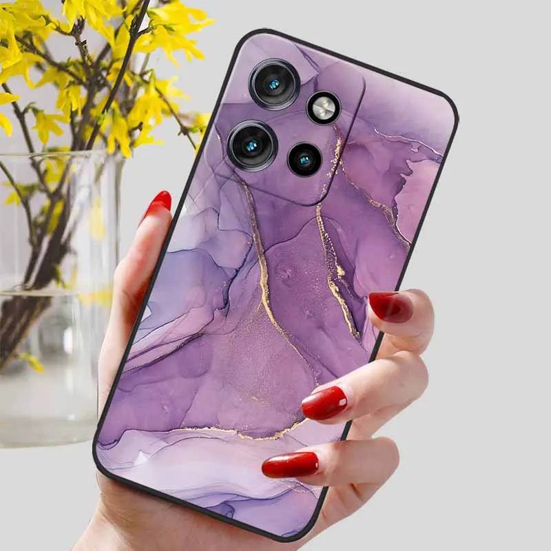 Elegant Marble Design Soft Silicone Phone Case with Protective Black TPU Bumper