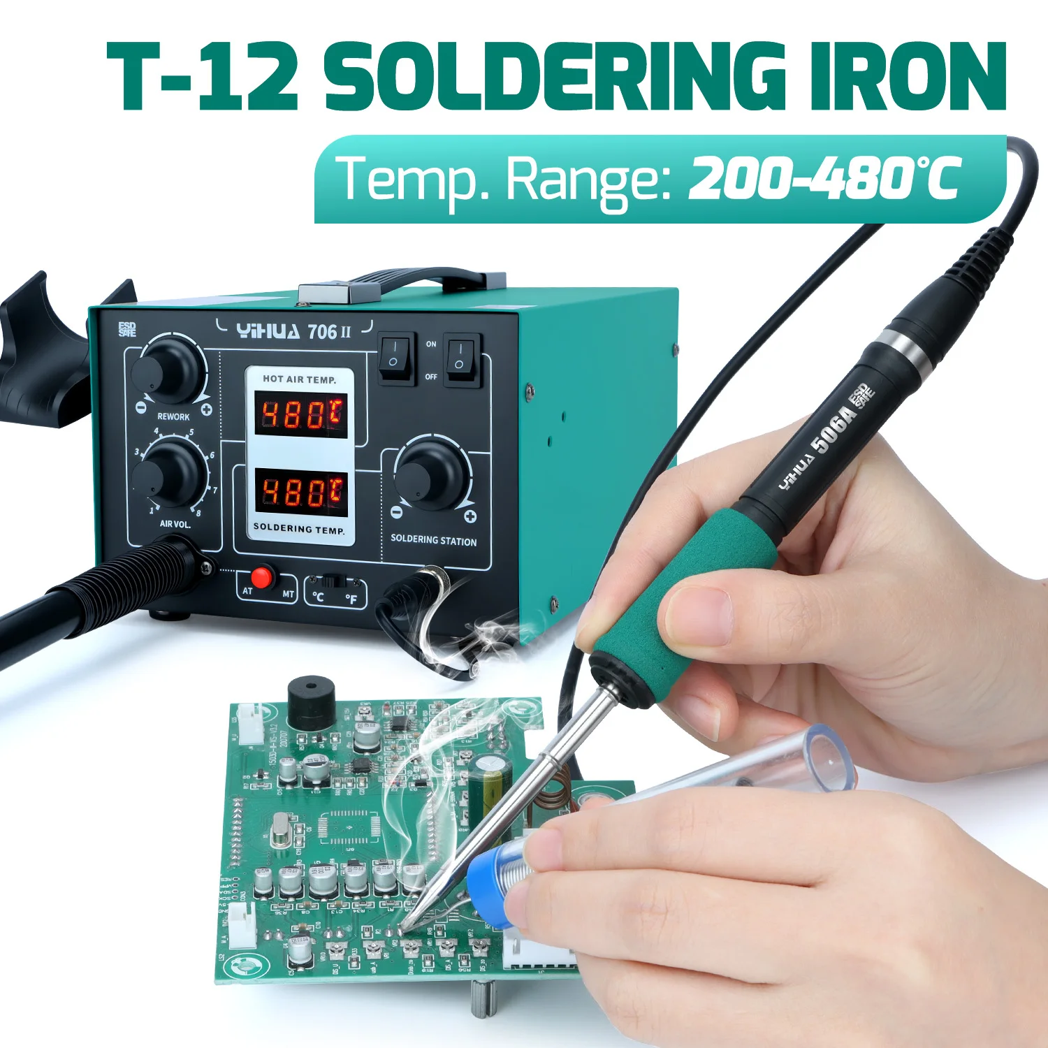 Desoldering Air Pump Hot Air Gun Rework Station T12 Tn Soldering Iron Station To