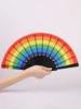 1PC Fashion Simple Personalized Rainbow Folding Fan Dance Filming Props Crafts Compact and Portable Ideal for Gifts 1