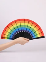 1PC Fashion Simple Personalized Rainbow Folding Fan Dance Filming Props Crafts Compact and Portable Ideal for Gifts 1