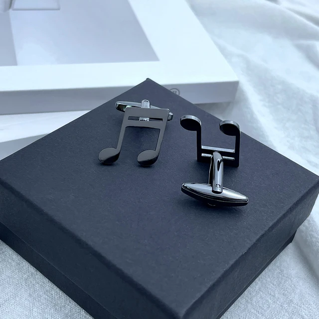 Stainless Steel Musical Symbol CuffLinks for Mens Luxury Designer Clothes Music Cuffs Button Tie Clips Wedding Souvenirs Jewelry