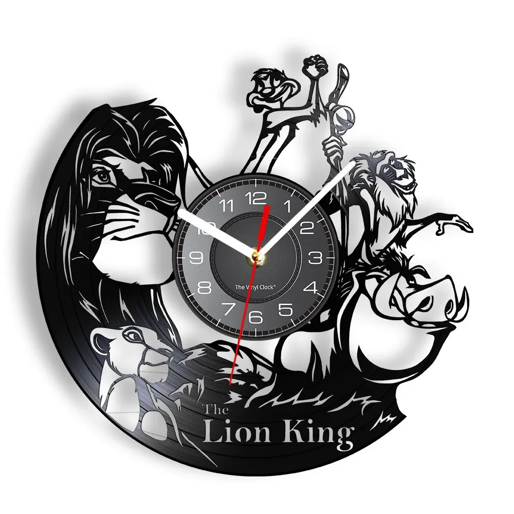 

The Lion Prince Animal Inspired Vinyl Record Wall Clock Jungle Safari Retro Hanging Watch Silent Swept Clock For Kids Bedroom
