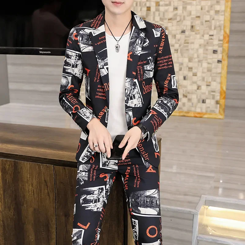 

Осень 2023, Новая мода (костюм + Новинка), Высококачественная Красивая модель, Мужская молодежная Корейская версия, тонкая из двух предметов