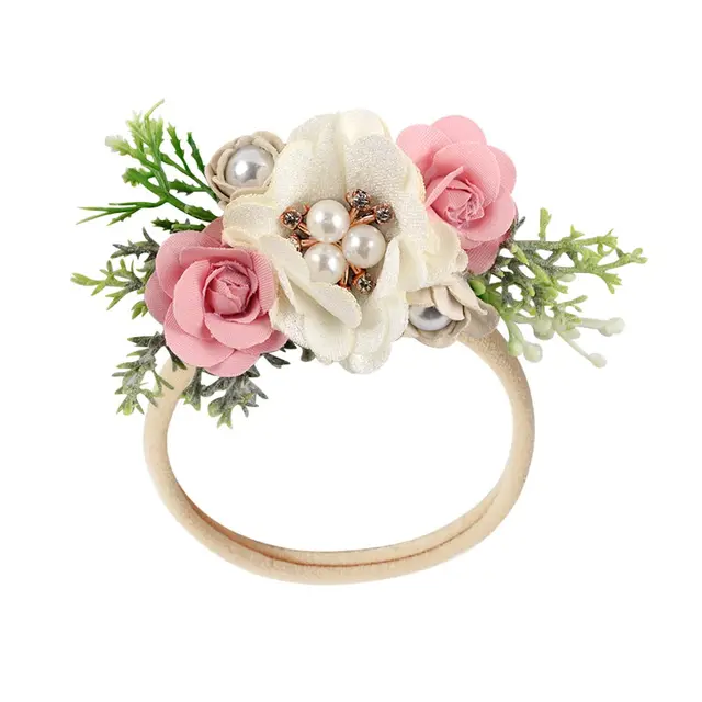 Floral Girls Headbands Newborn Baby Elastic Princess Hairbands Kids Pearl Flower Fresh Style Cute Hair Accessories Diademas 42