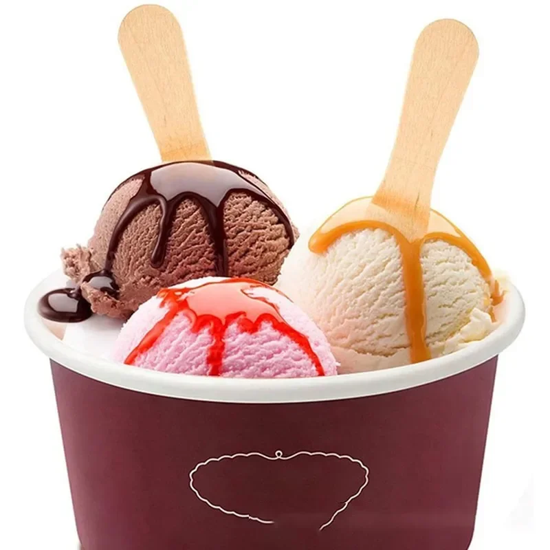 50/100Pcs Natural Wooden Ice Cream Spoon DIY Homemade Popsicle Sticks Ice Cream Dessert Cake Spoons Popsicle Making Accessories